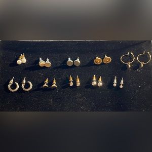 10 piece earrings stud & miniature hoop set